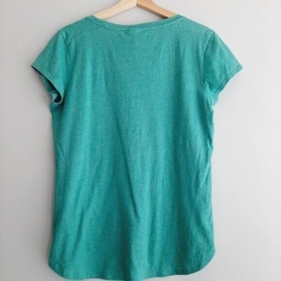 BENCH Short Sleeve Casual T-Shirt Logo Scoop Neck Green Sz L - Picture 6 of 8